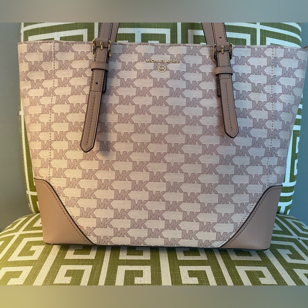 NWT! Michael Kors Aria Blush Large Signature Tote Bag - Picture 2 of 14